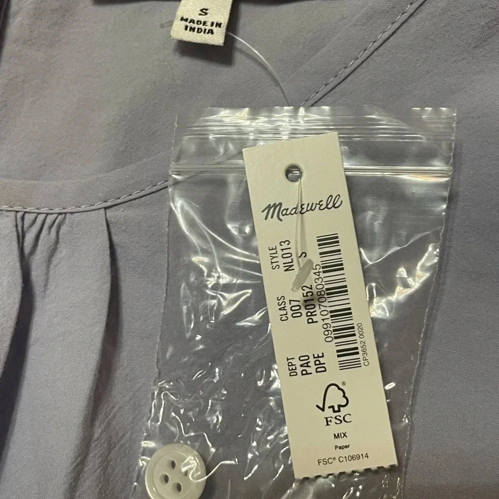 NWT Madewell Poplin Puff-Sleeve Cutout Crop Top, Lavender
